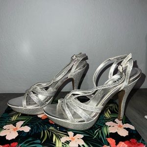 Silver/sparkly high heels